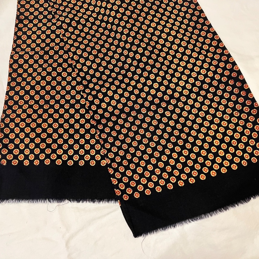 Scarf, Unisex, Black with tan floral print